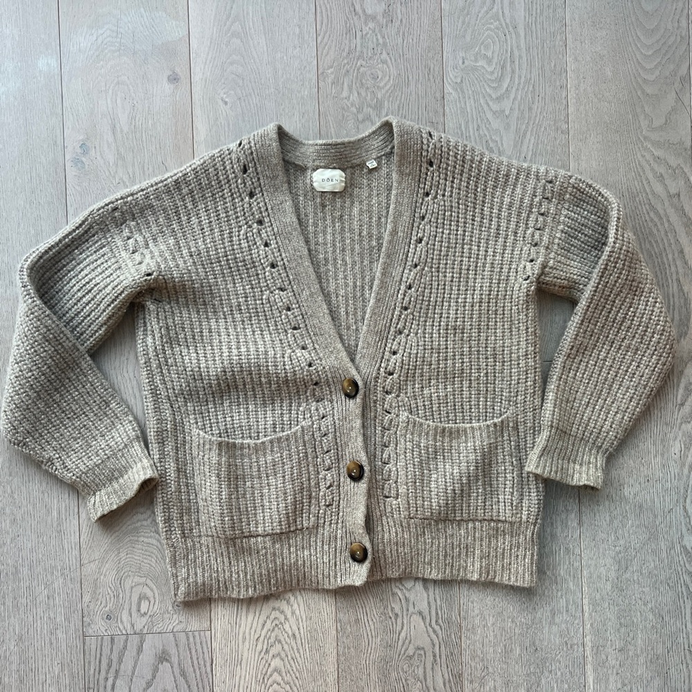 Doen Adelia Cardigan Size XS Alpaca Merino Wool Blend Knit Sweater Oversized